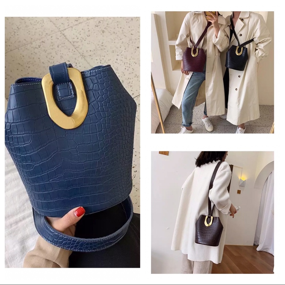 Aubrey Croc Embossed Shoulder/Crossbody Bag